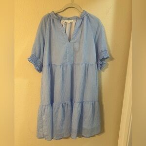 Blue and white seer sucker dress from THML size L